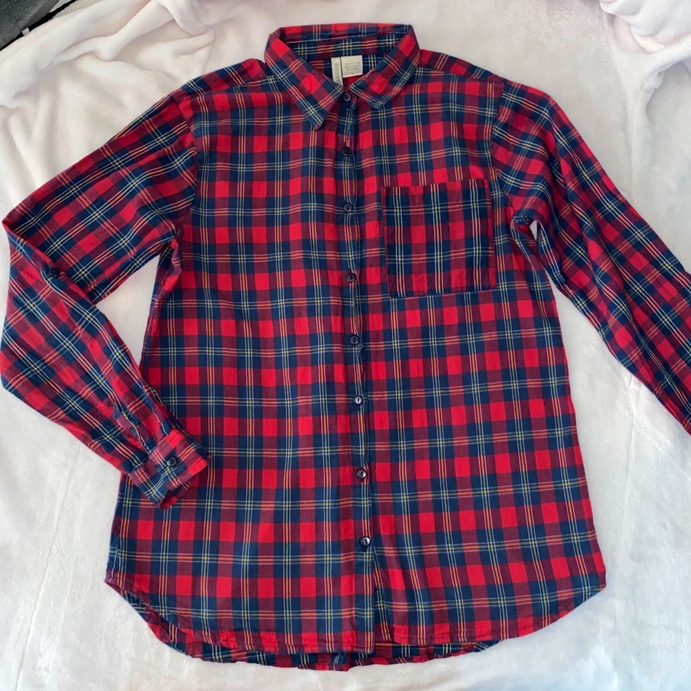 Red button down shirt